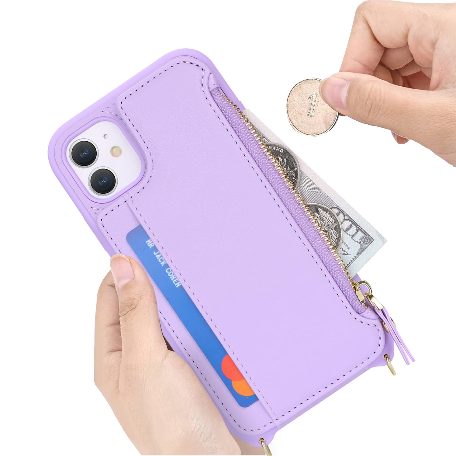 SailorTech for iPhone 11 Phone Case with Credit Card Holder for Women iPhone 11 Leather Case Wallet Crossbody with Credit Card Slots Zipper Shockproof Case for Men - Image 4
