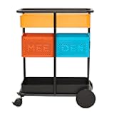 MEEDEN 3 Tier Rolling Utility Cart: Metal Heavy Duty Storage Cart Organizer with Wheels - Portable Tool Trolley for Home Office Kitchen