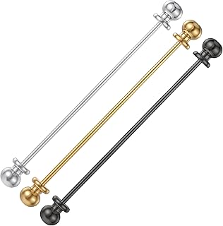 3 Pieces Men's Brass Ball Collar Bar Pins, Clasp Lapel Stick Brooch, Classic Collar Clips for Men(Silver, Golden, Black)