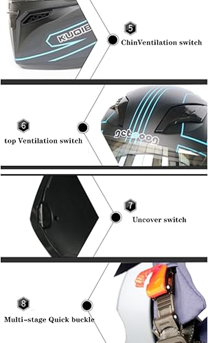 Miniatura 4 de Casco modular de motocicleta de cara completa, con Bluetooth abatible frontal aprobado por DOT, con doble visera, cuatro estaciones, casco de