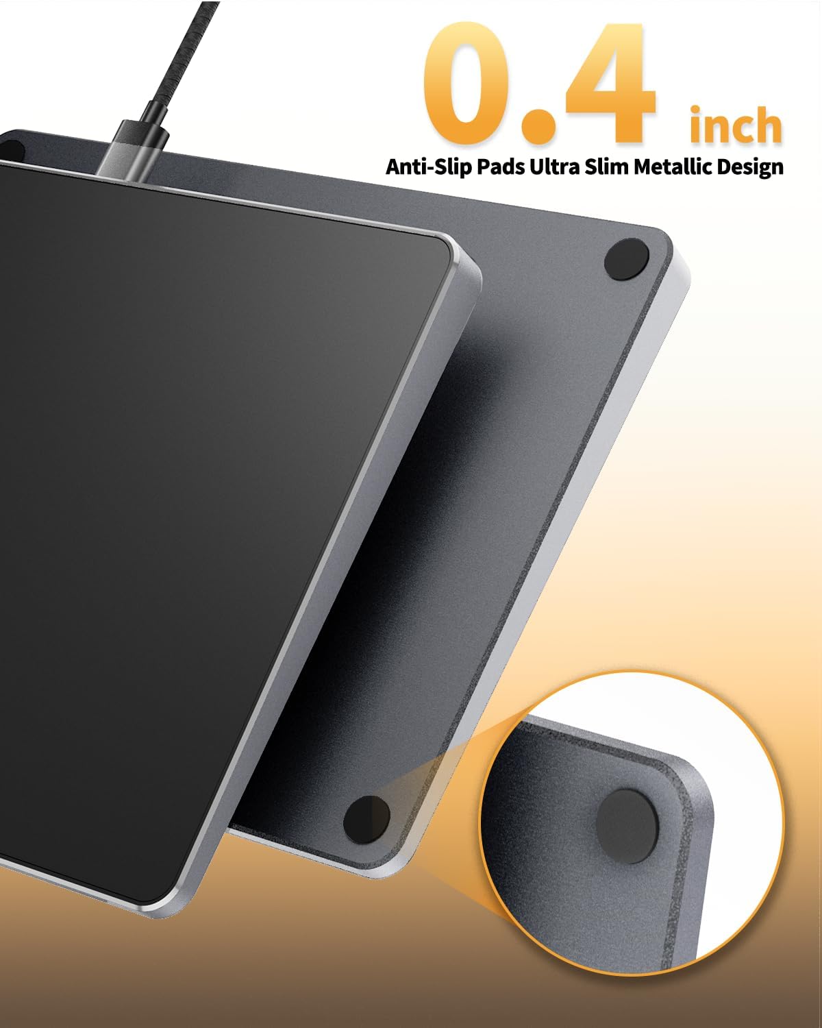 ProtoArc Wired USB Trackpad for Windows 10/11, Large High-Precision T1 Wired Trackpad Mouse with Multi-Gesture, Ultra Slim Portable Aluminum Touchpad Mouse for Computer/Desktop/Laptop, Grey Black