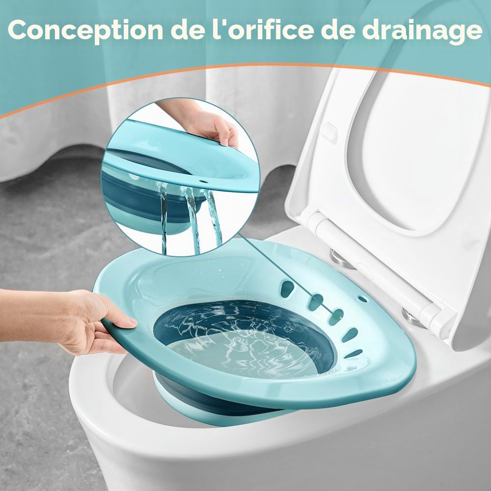 Baignoire pliable pour toilettes, baignoire de siège portable pour traitement des hémorroïdes, soins post-partum, femmes enceintes et personnes âgées (vert foncé)