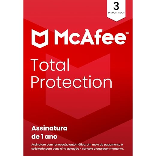 McAfee Total Protection | 3 dispositivos | Software de segurança cibernética inclui antivírus, VPN segura, gerenciador de senhas, monitoramento da Dark Web | Cartão-chave