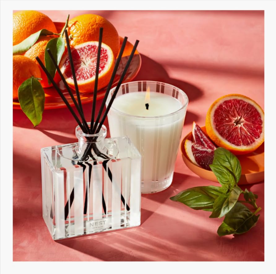 NEST Fragrances Reed Diffuser Set with Blood Orange & Basil Scent, 5.9 fl oz