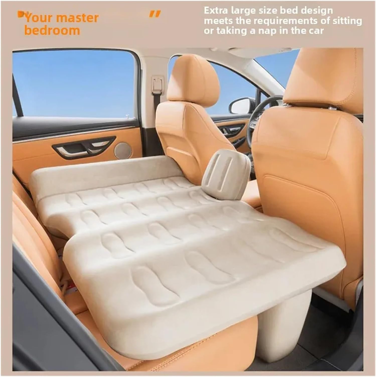 Car Air Bed Inflatable Travel Bed Mat Rear Fit for Seat Sleeping Pad for Cars Sedans Portable Air Mattress for While Traveling Universal(Gray)