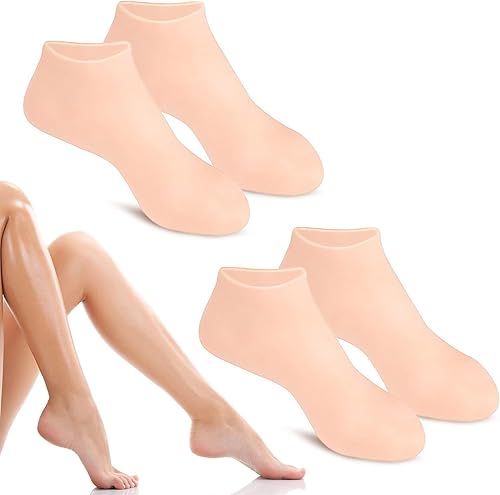 2 pares de calcetines de silicona para pedicura y spa para pies, antideslizantes, calcetines de aloe, callos, calcetines de gel de spa, cuidado de