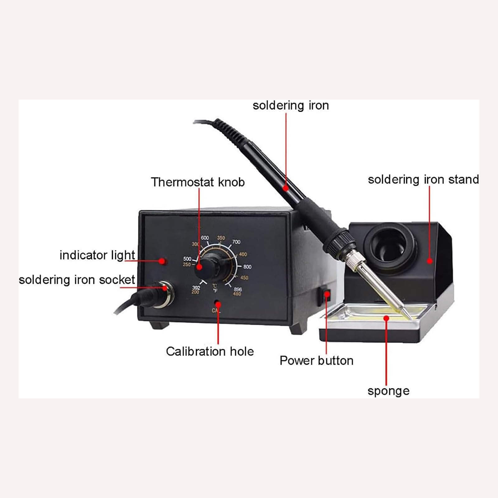 MObyat Estación De Soldador, Máquina De Soldadura De 60 W, Control De Temperatura Ajustable De 200 ℃ -480 ℃/Potencia De Transformador Suficiente/Calentamiento Rápido, para Soldadura Y Reparación