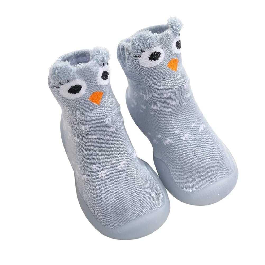 1 Pair Step Ons Baby Sock Shoe Rubber Sole Sock Shoes Baby Toddler Anti-Slip Soft Sole First Walking Shoes Great for Crawling Cruising And Walking