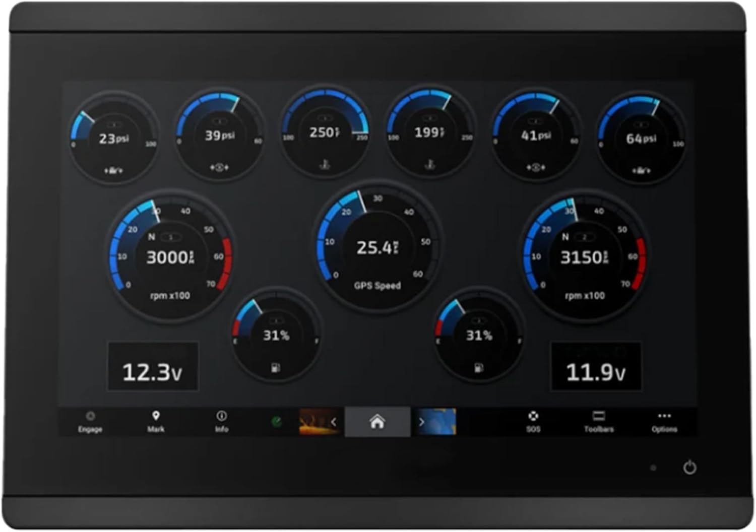 Chart Plotter | GPS Navigation | 12 Inch Touchscreen | FHD IPS 1920x1080 | Waterproof IPX7 | CHIRP Sonar With SideVü & ClearVü | Includes Power Cable, NMEA 2000 Drop Cable, T-Connector, Mounting Kits