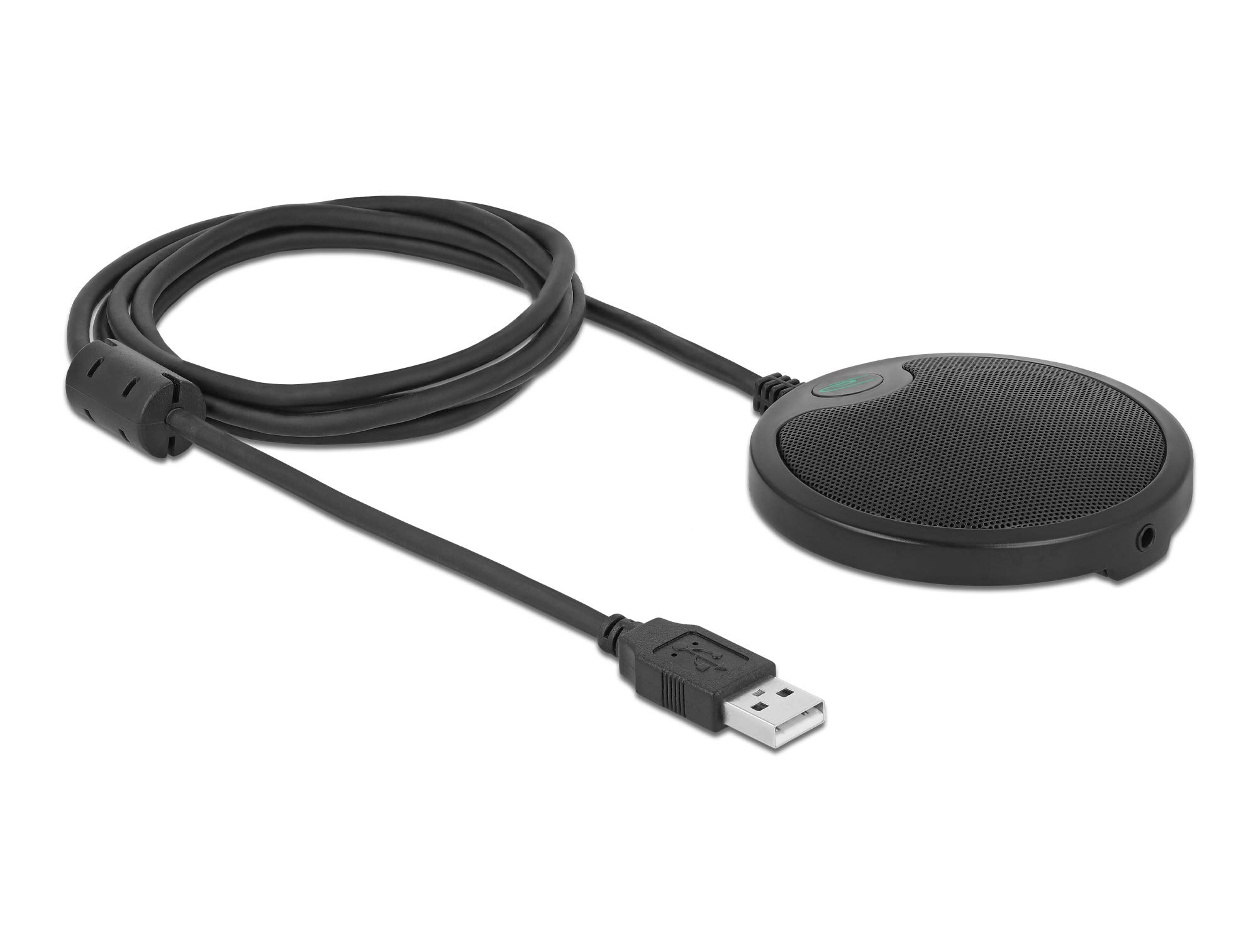 Delock USB Konferenzmikrofon Kondensator Mikrofon 360 Grad Omnidirektional Ideal für Aufnahmen von Meetings, Plug & Play, 20672, Schwarz