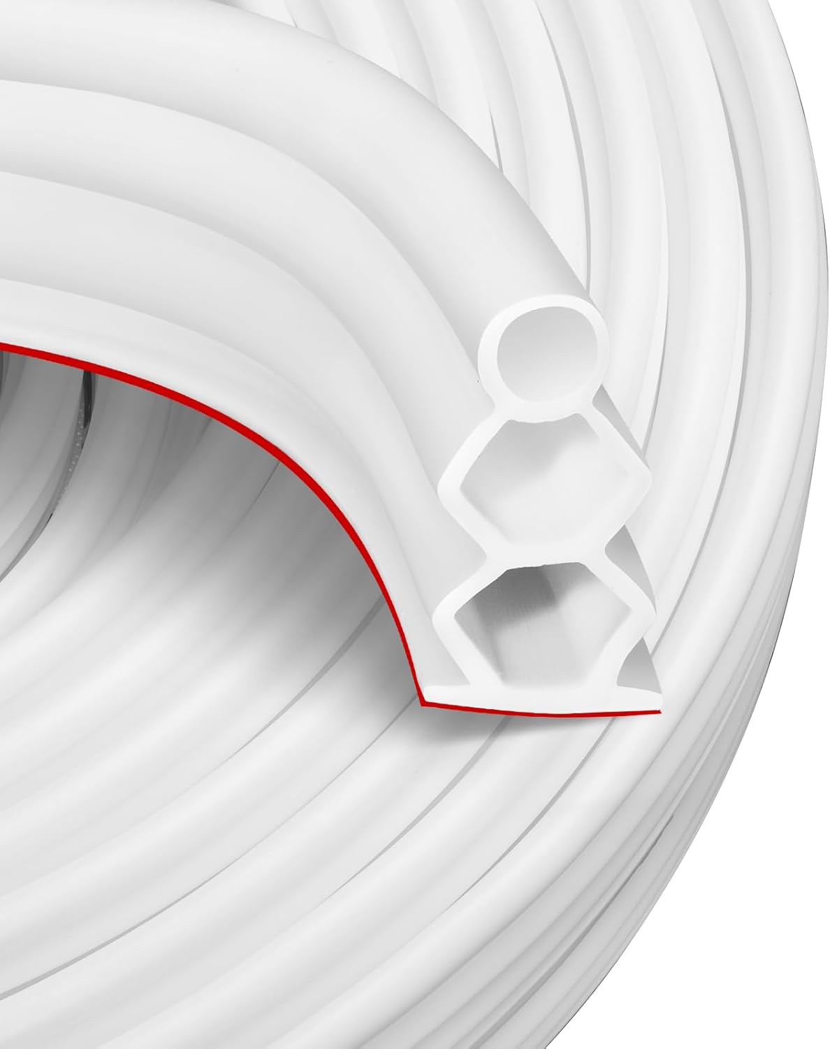 40 Feet Self-Adhesive Rubber Weather Stripping Fits Big Gaps, Extra Thick Rubber Door Weather Stripping Door Seal Strip for Door Frame Door Insulation Strip Waterproof(White) 40Ft White