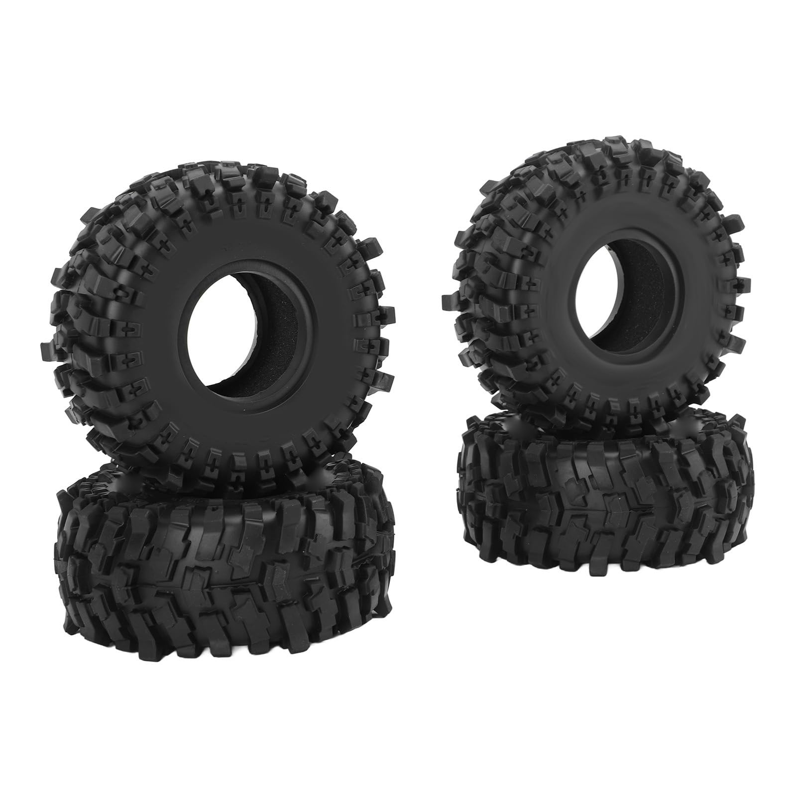 Dilwe Pneu de Voiture télécommandé, 4 Pièces Pneus sur Chenilles RC de 1,9 Pouces Pneus en Caoutchouc avec Insert en Mousse pour Voiture sur Chenilles 1/10 RC SCX10