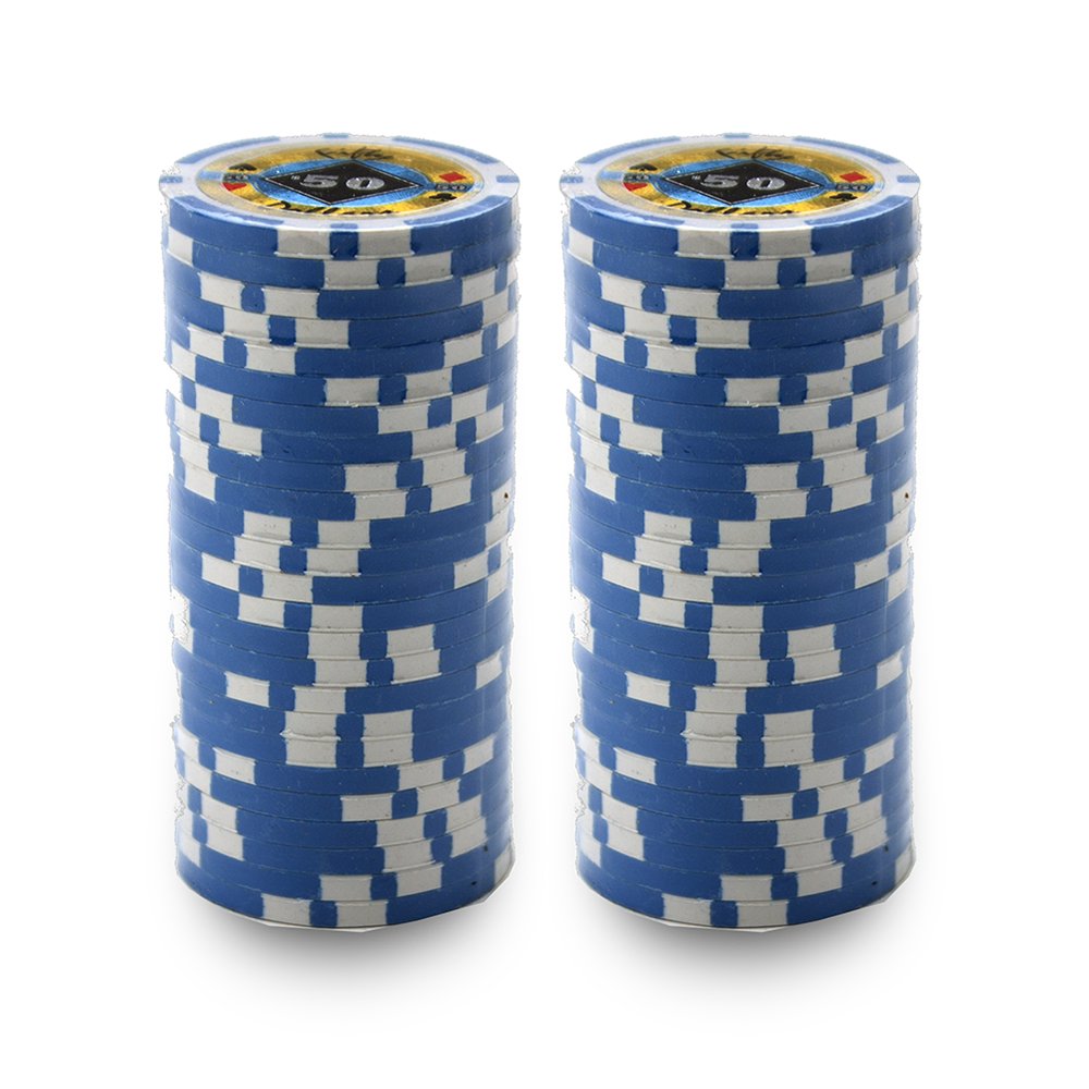 Brybelly Black Diamond Pokerchip Heavy Weight 14 Gramm Clay Composite - 50 Stück ($50 hellblau)