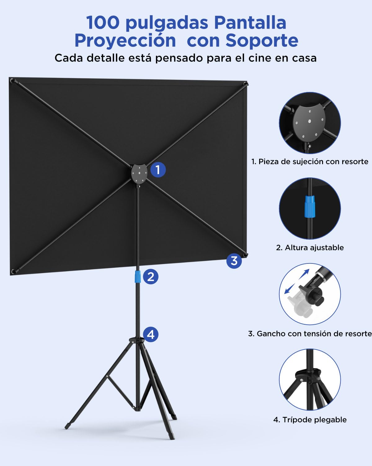 VISULAPEX 100 "Pantalla de proyección con soporte de pantalla videoproyector