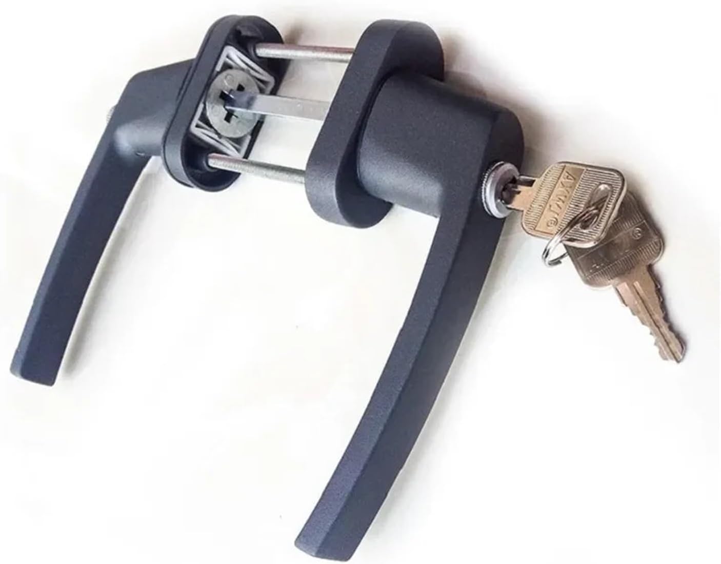 Two-end Lever Lock Solid Thickened Crank Handle with Keys Full Door with Key to Wear Hand for Window(White)