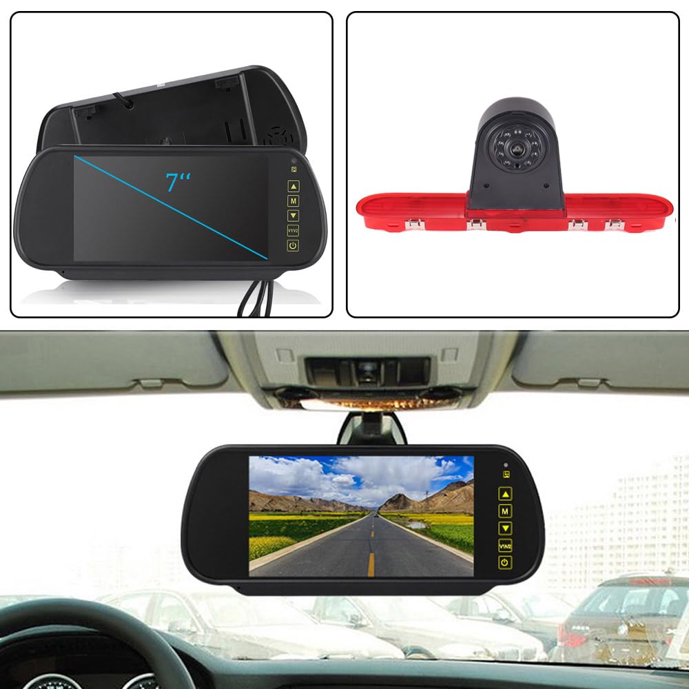 7-calowy samochodowy wyświetlacz lusterka wstecznego LCD TFT ekran wspomagający parkowanie + światło hamowania HD kamera cofania do Citroen Jumpy/Citroen Spacetourer/Peugeot Expert/Peugeot Traveller