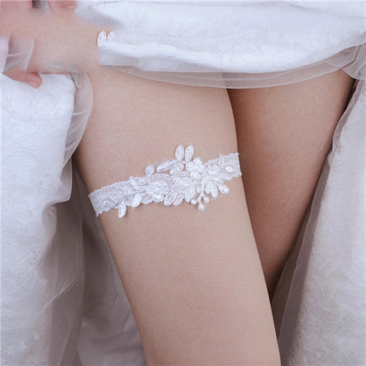 Lady Sexy Giarrettiera Calza Pizzo Giarrettiera Cinture Gambe Anello Imbracatura Cintura da Donna Giarrettiera da Sposa per ragazza-TH06 (TH06 B)
