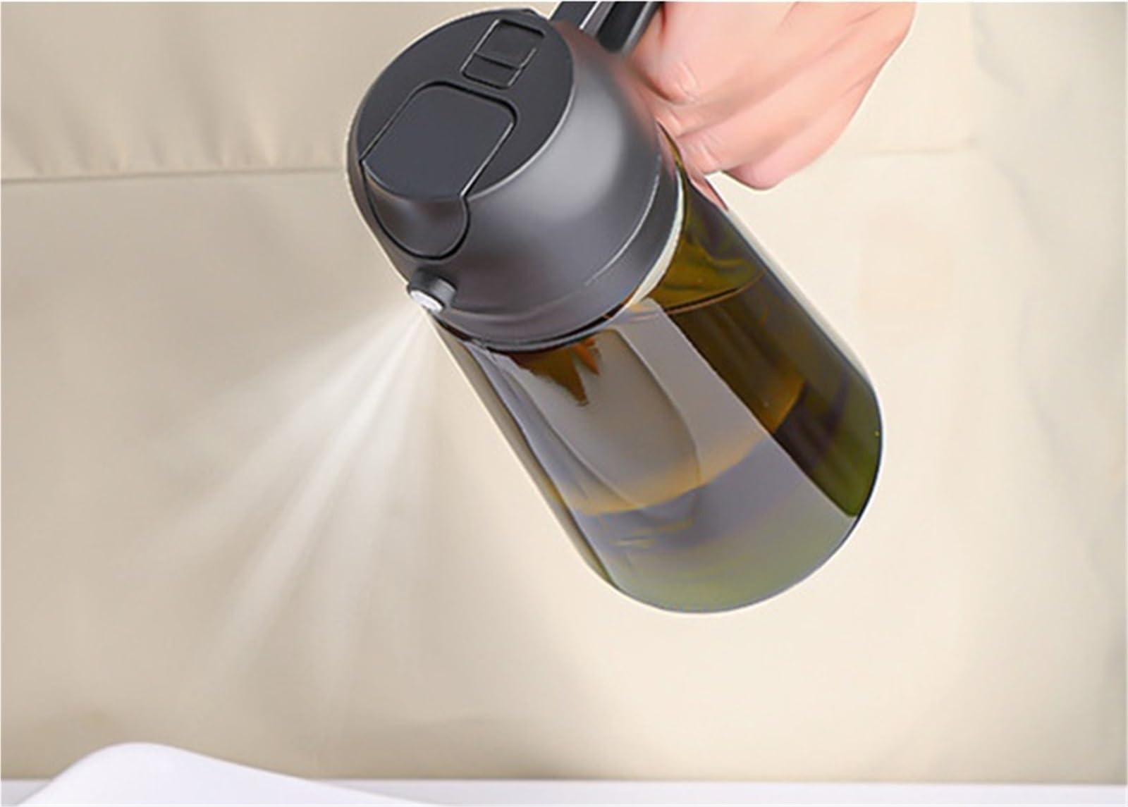 Spruzzino Olio, 2 Pezzi In 1 470ml Spruzzatore Di Olio Marrone Che Blocca La Luce for Cottura Della Bottiglia 'erogatore for Gli Strumenti Condimento Cucina,per Friggitrice ad aria,Insalata
