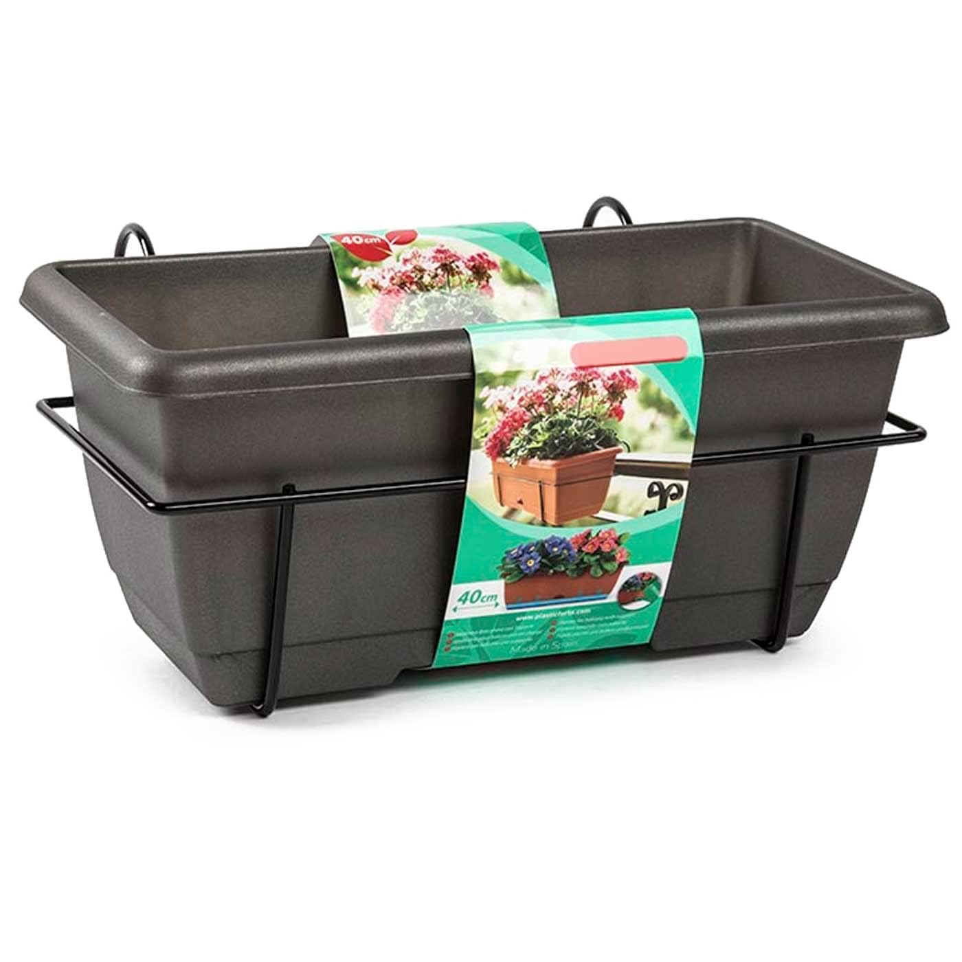 AC - Jardinera con Plato - Fabricado en Polipropileno - PLFT - Macetero para Jardin - Maceta para Plantas y Flores Rectangular de Plástico con Agujeros de Drenaje - 50 cm - Color Antracita — view 21