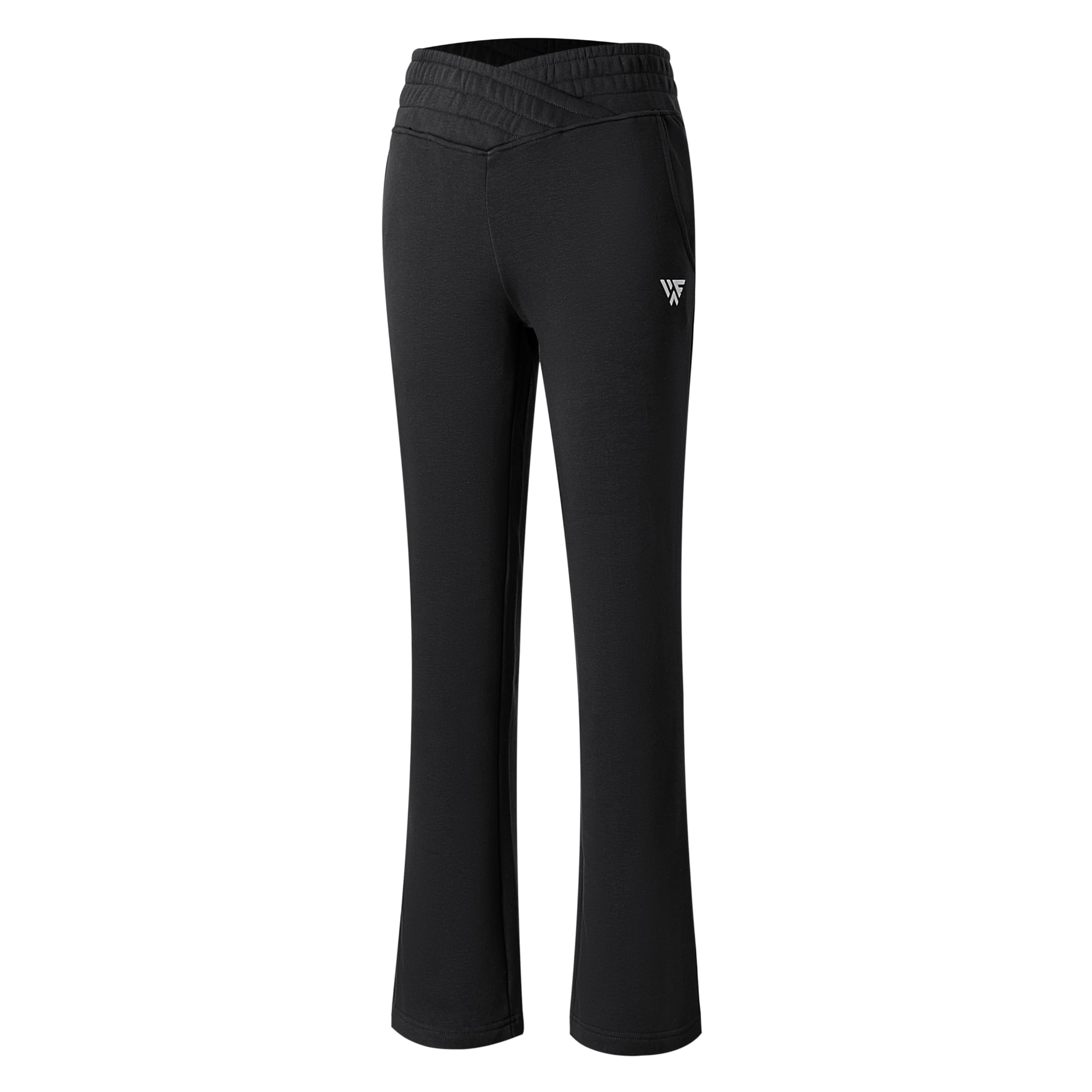 Sweatpants Women Flared with Crossover Waistband Cozy Fleece Wide Leg Lounge Pants