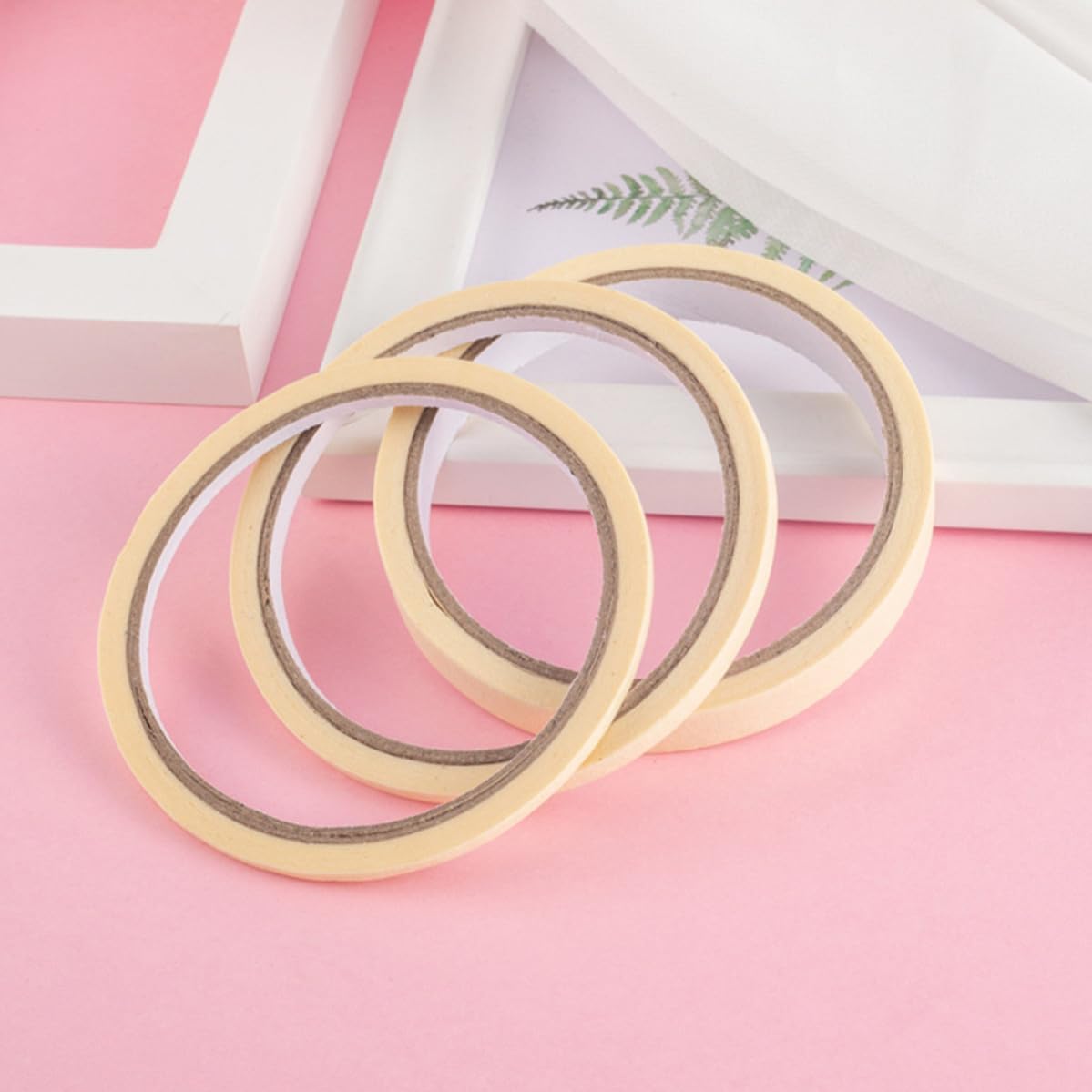 Homoyoyo Sticky Nail Art Masking Tape 18 Rolls Beige Nail Painting Labeling Tape for Manicure with 3/5/12mm Widths