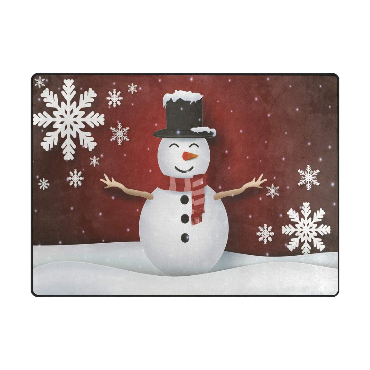 Mnsruu - Alfombra de Navidad, diseño de muñeco de Nieve, Tela, Multicolor, 203cm x 147.3cm(7 x 5 Feet)