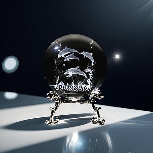 Pisapapeles de bola decorativa de cristal 3D con soporte gratuito, esfera de grabado de arte de vidrio para exhibición y decoración (patrón de