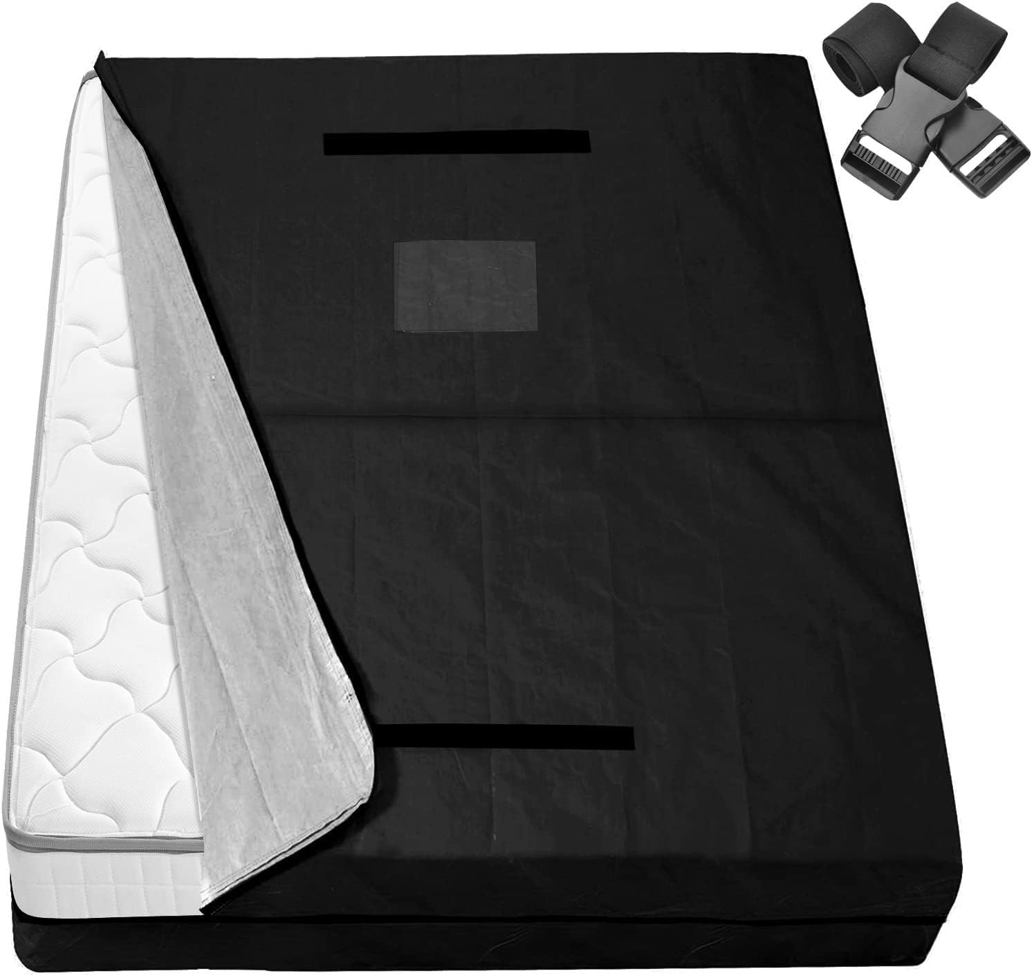 Single Mattress Storage Bag Mattress Storage Bag Twin with Heavy Duty Handles, 2 Adjustable Straps and Strong Zipper, Reusable Cover for Storage House Moving, Black(196x38x148cm)