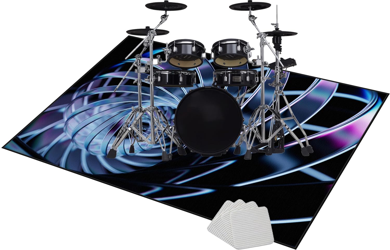 Qivstxug Drum Carpet, Drum Rug Drum Mat Soundproof Mat, E-drum Rug Non Slip Drum Blanket, Drum Accessories for Electric Drums Jazz Drum Set, Soundproof Rug for Piano Guitar Record Room 120 x 90 cm