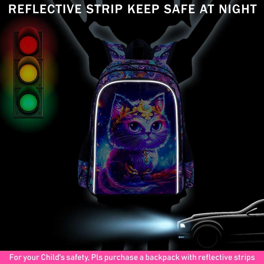 CCJPX 3PCS Cat Backpack for Girls, 16" Kids Preschool School Bookbag with Lunch Box for Toddler Elementary Kindergarten - Image 5