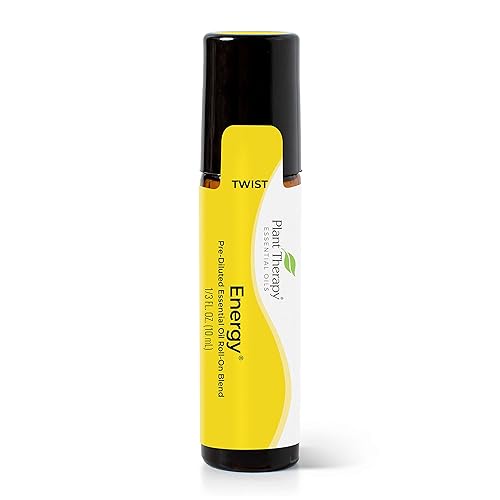 Plant Therapy Energy Essential Oil Blend 10 mL (13 oz) Mezcla refrescante y energizante 100% pura, prediluida en roll-on, aromaterapia natural,