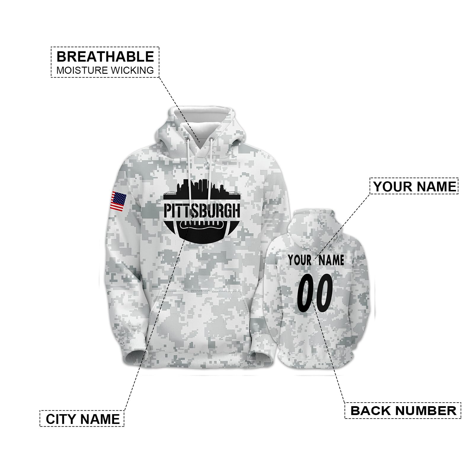 Chowdaheadz Bear Hug Boston Hockey Hoodie – Unisex Pullover Sweatshirt Soft Cotton Blend Charcoal