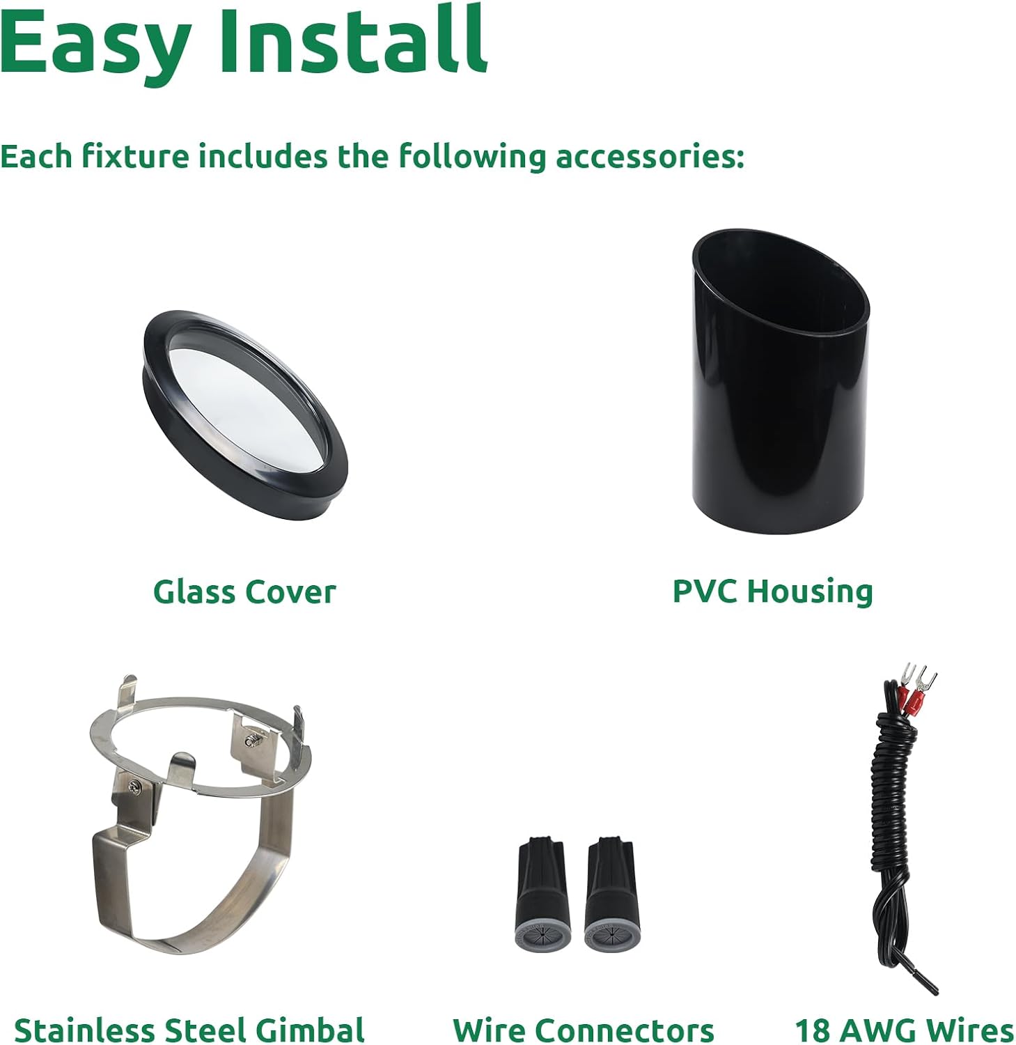 Lumina Lighting 12V Low Voltage Landscape Lighting PVC Adjustable Black Well Light for Yard,Garden,Lawn,Flower Bed or Tree Inground Light with Glass Cover Without Bulb WIL0104-2 (2-PK