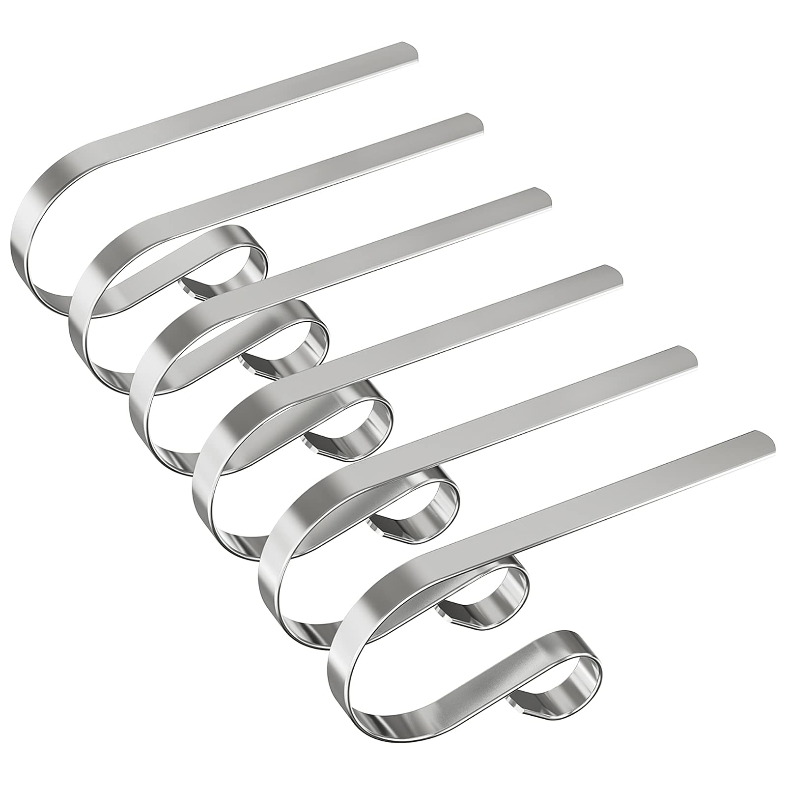 Unves Christmas Stocking Holder Set of 6 Stocking Hangers for Mantle Christmas Stocking Hooks Indoor Stocking Hangers for Fireplace Garland Christmas Home Decor - Silver