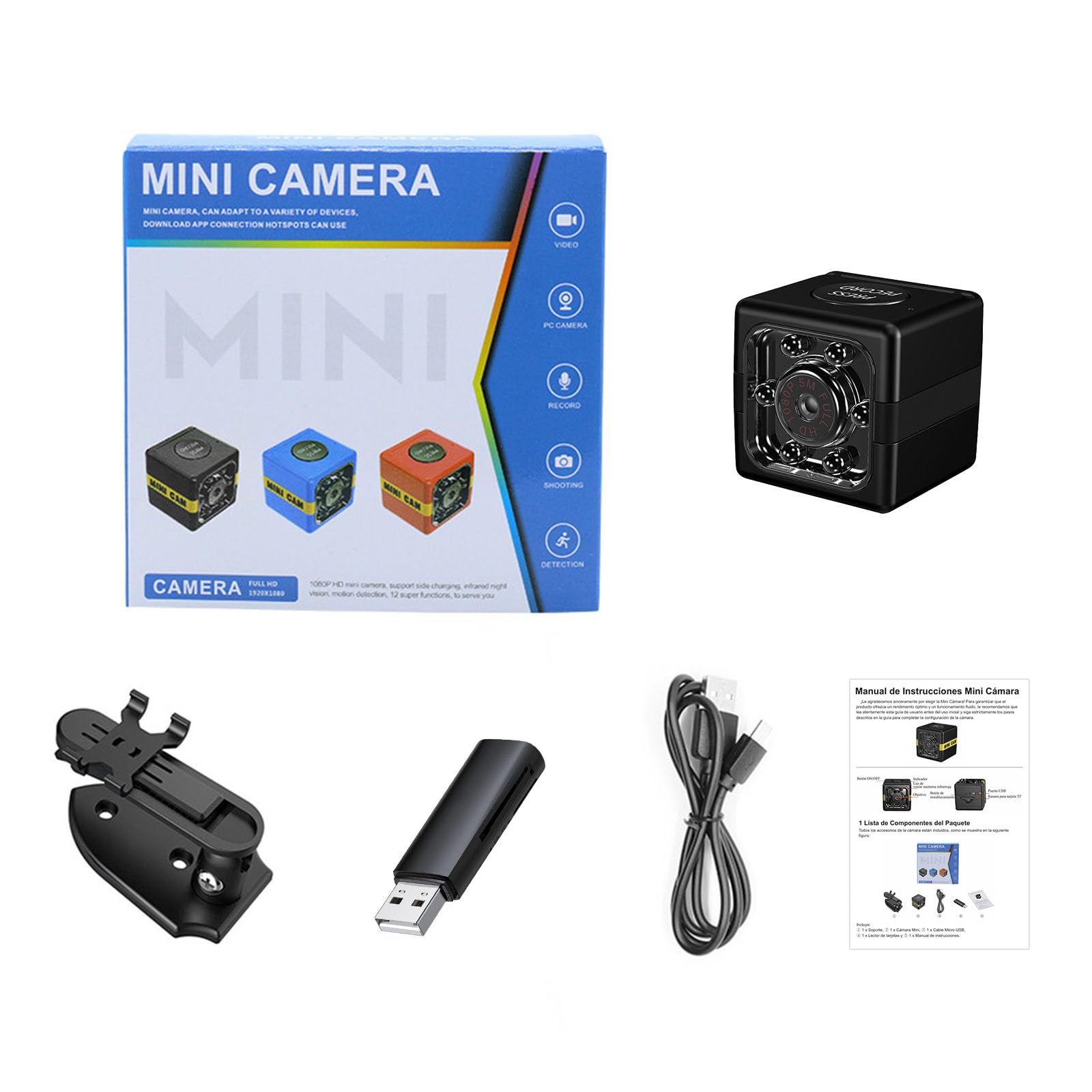 Mini Camara Espia, Cámara Oculta Camufladas Invisiable HD 1080P, Automática Visión Nocturna y Detección de Movimiento, Cargar Mientras graba,Graba en Bucle, Sin WiFi ni App, para Interiores/Exteriores