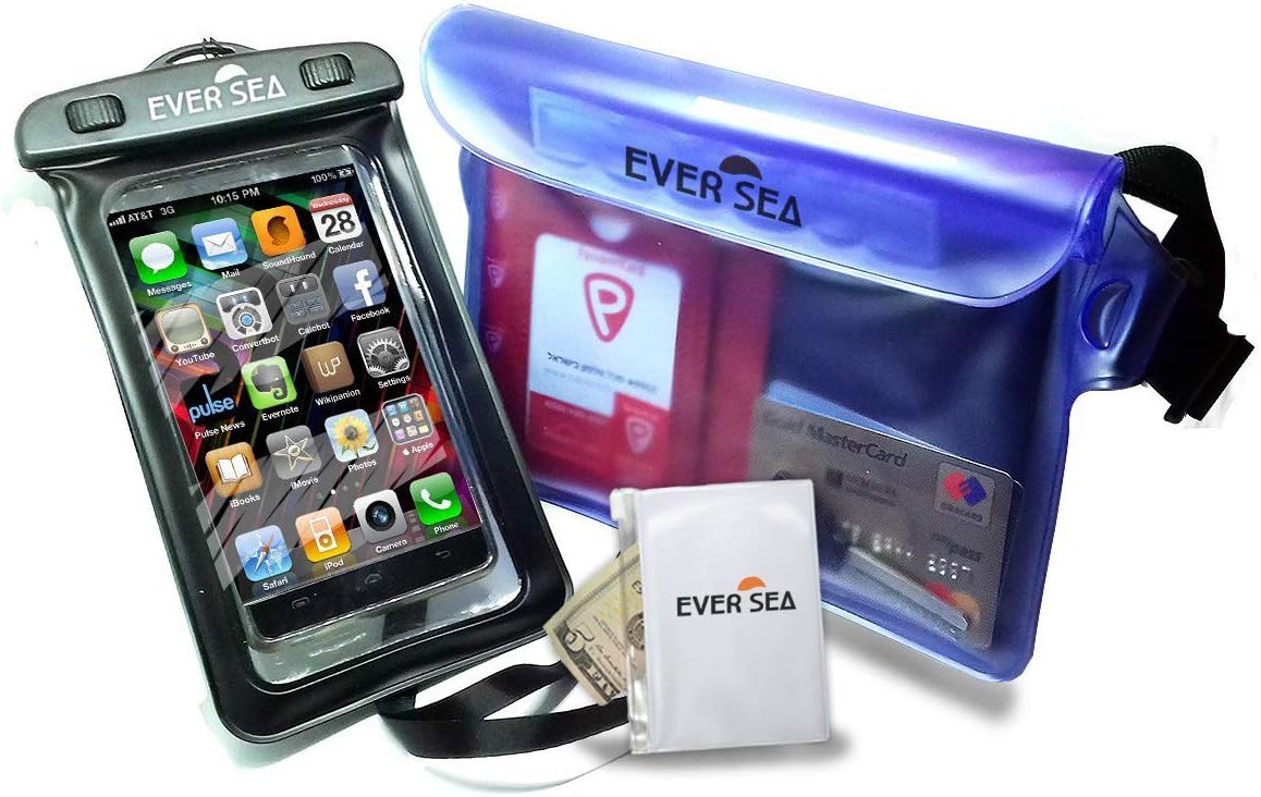 EVER SEA Waterproof Phone case and Pouch - Set of 2 with Extra Water Resistant Wallet