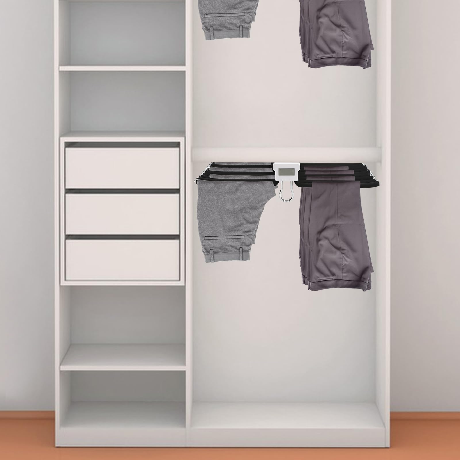 Pull Out Trousers Rack,22 Arms Closet Pants Rack,Steel Sliding Pull Out Closet Pants Hanger Bar Clothes Organizers for Hanging Jeans,Ties, Scarves (Black)