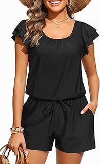 Tempt Me Women One Piece Romper Swimsuit - Ruffle Sleeve Modest Jumpsuit Bathing Suit with Shorts 2026 Swimwear Price In India