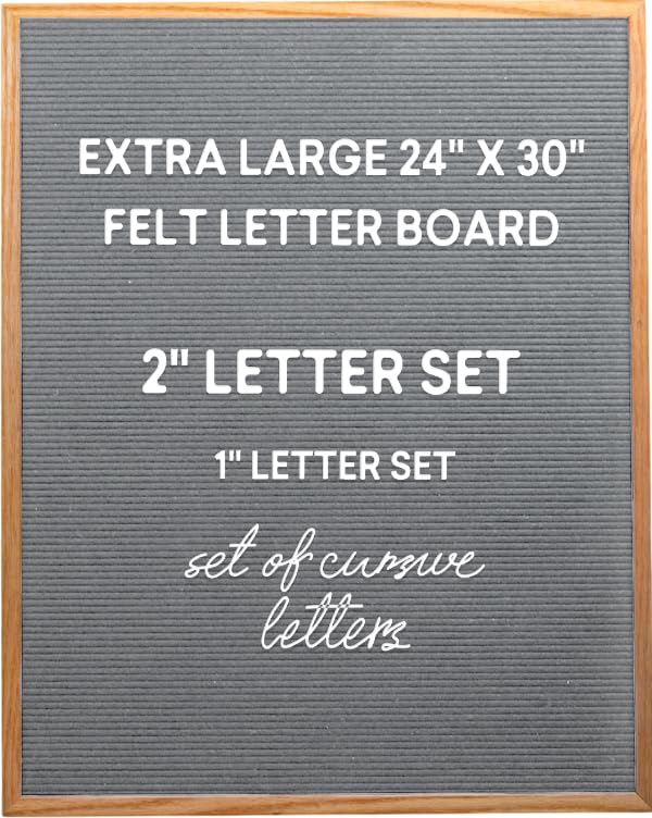 Felt Like Sharing Large Letter Board (Gray Felt - 24”x30”) – Changeable Message Board with 3 Sets of Felt Board Letters for Valentines Day Decor &