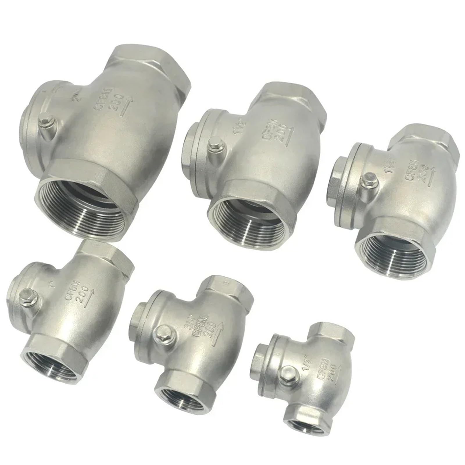 Válvula antirretorno horizontal de acero inoxidable 304, de 1/2", 1", 3/4", 1-1/4", 1-1/2", 2", con rosca hembra unidireccional, 1 unidad(1-1/2")