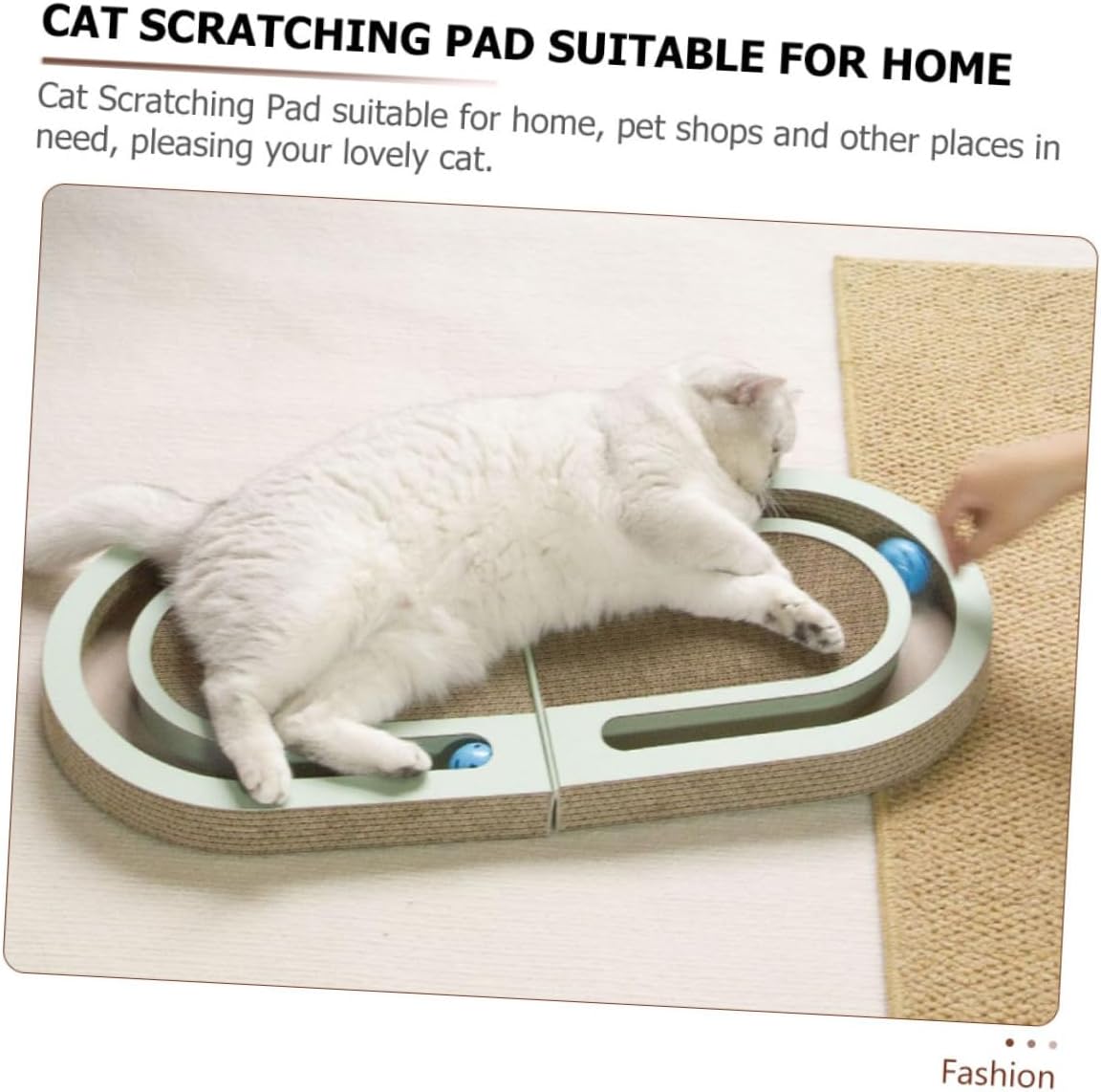 IMIKEYA Small Foldable Cat Scratcher Board with Built-in Ball Track Corrugated Paper Scratching Pad for Indoor Cats and Kittens Post