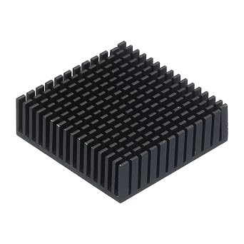 sourcing map 1Pcs 50x50x15mm Heatsink Aluminum Radiator Heat Sink Cooling with Thermal Blue Sticker for Chip CPU, Power Transistor, FET, IC, Power Amplifier,Black