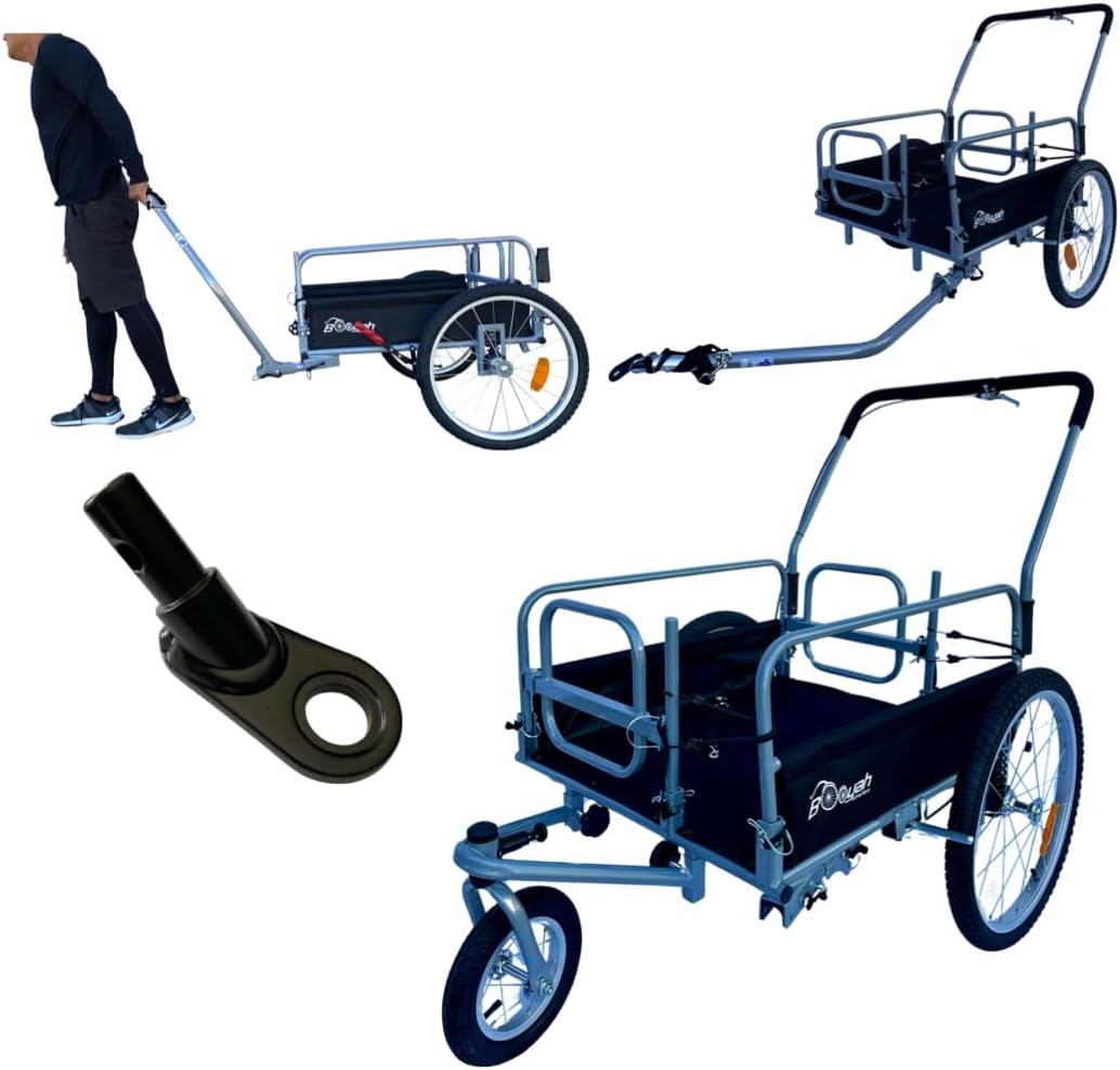 The Original Booyah’s Cargo Stroller and Bicycle Bike Trailer Suspension Beach Sport Cart with Cup Holder Organizer, Stroller Hook and Electric Bike Hitch