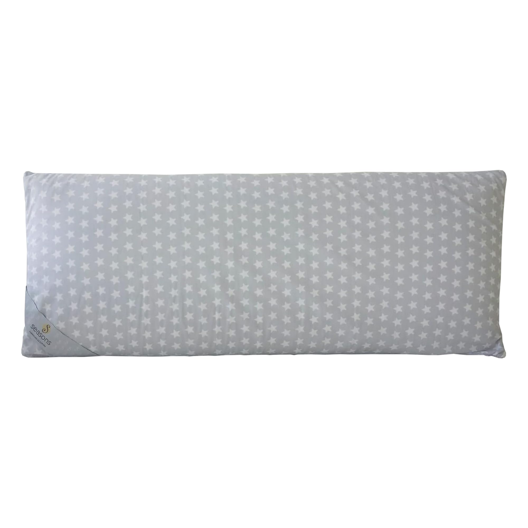 SEASONS - Almohada Viscoelástica 90 cm para Niños, Doble Funda con Cremallera, Almohada Baja de 9 cm, Transpirable, Tejido Exterior con Estrellas, Fabricado en España
