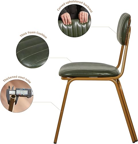 Miniatura 4 de Juego de 2 sillas de comedor modernas de mediados de siglo, sillas retro con asientorespaldos tapizados de piel sintética y patas de metal