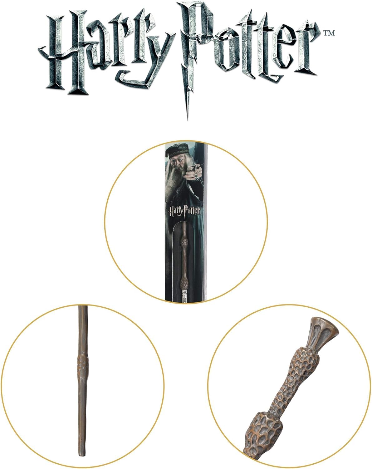 The Noble Collection Professor Dumbledore's Wand (Window Box) - Officially Licensed 40cm Replica Wand - Harry Potter - Full Colour Window Display Box