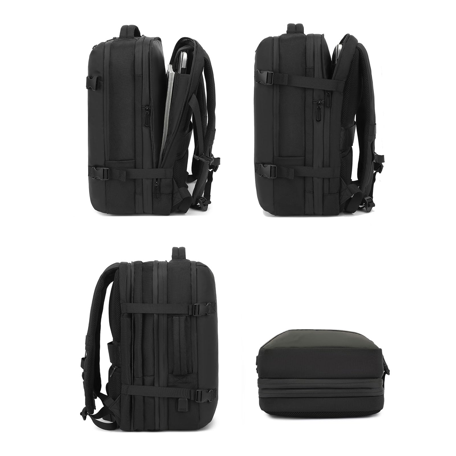 Vakuum -Rucksackreisen, 55L Erweiterbarer Reiserucksack mit Luftpumpe, USB -Ladeanschluss, Wasserdicht, Vacpack -Kompressions -Umhängetasche für Geschäft, College, Camping