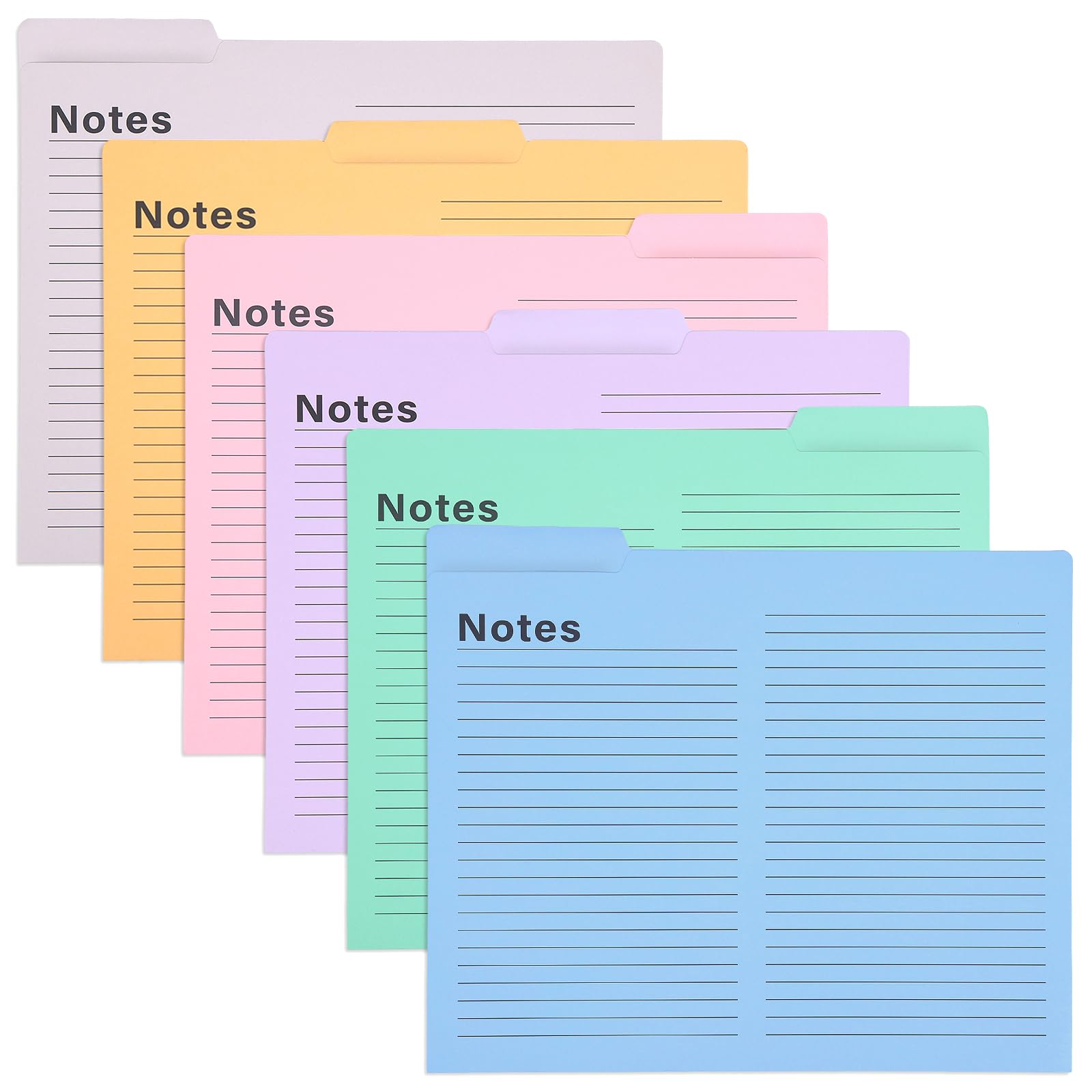 EOOUT 12 Pack Lined File Folders File Folders 6 Macaron Colors with 1/3 Cut Tabs Heavyweight, Letter Size 9.5 x 11.5 Inches for School and Office Supplies