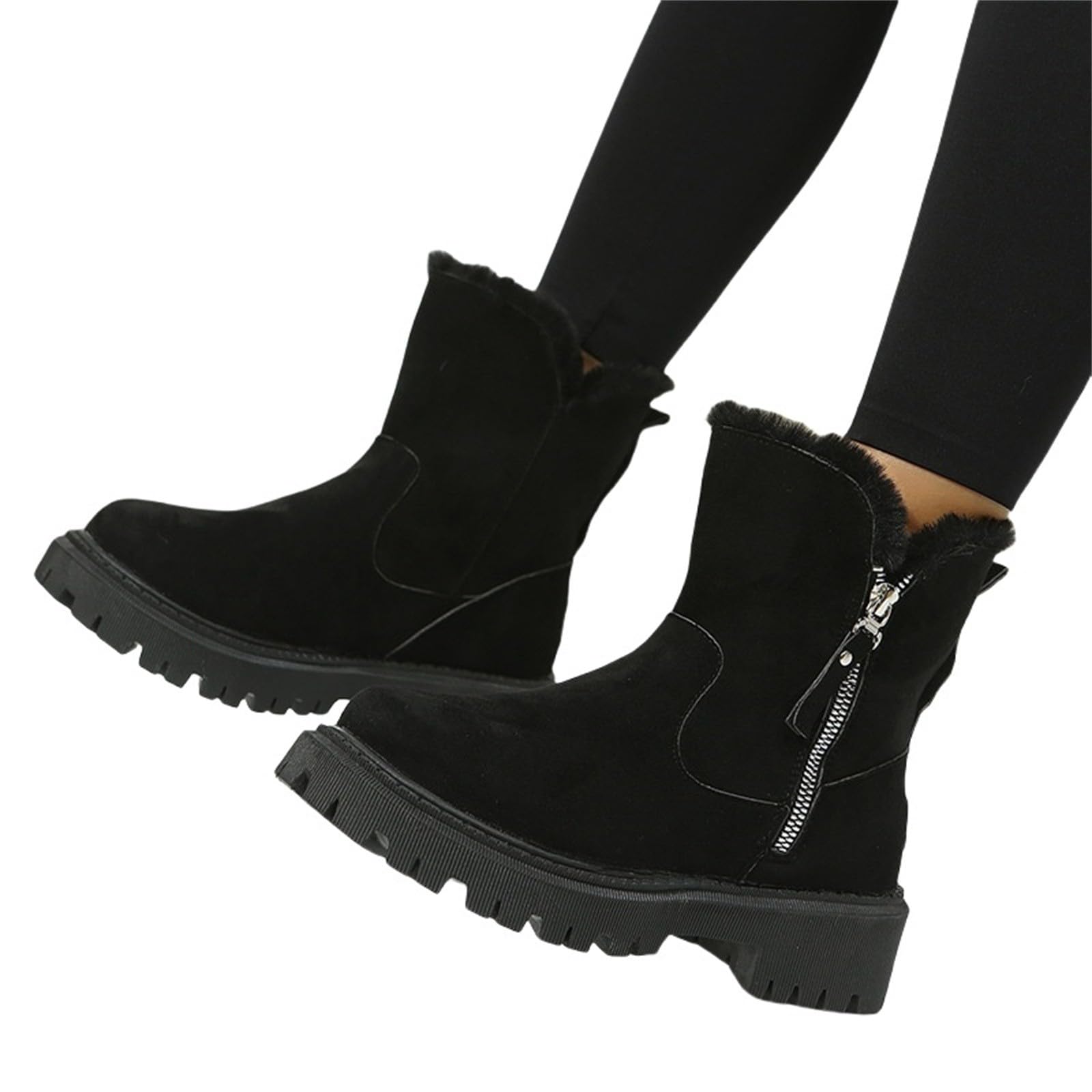 Botas de nieve para mujer, forradas, de ante