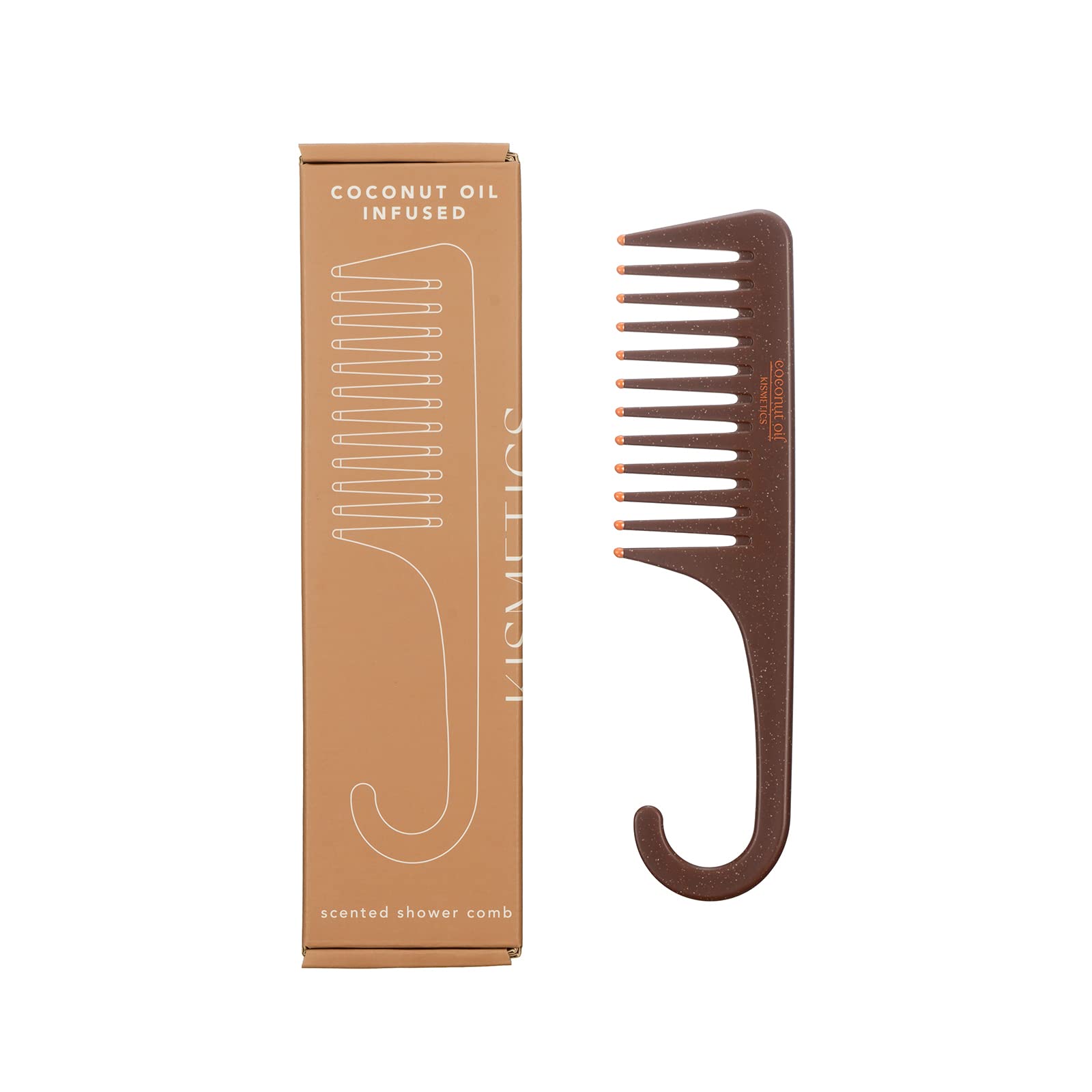 KISMETICS - Coconut Oil Infused, Scented Shower Comb, Wide Tooth Comb for Detangling Wet or Dry hair. For All Hair Type
